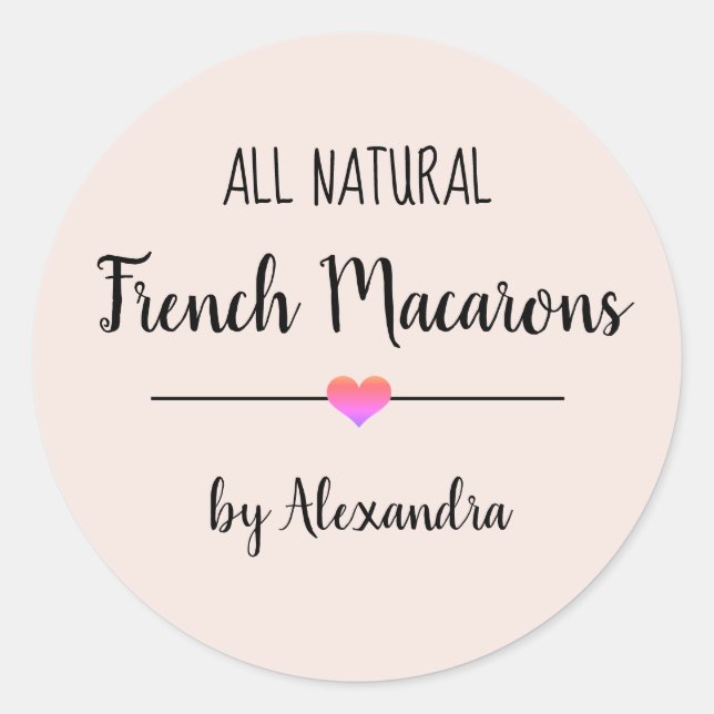 Adesivo Macarons Franceses pincelam script rosa (Frente)