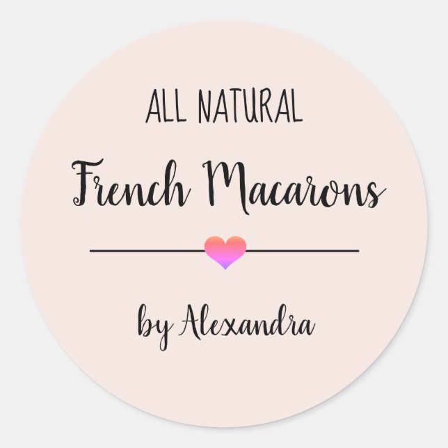 Adesivo Macarons Franceses pincelam script rosa (Frente)