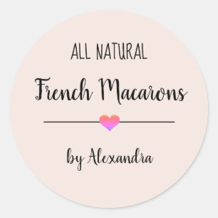 Adesivo Macarons Franceses pincelam script rosa