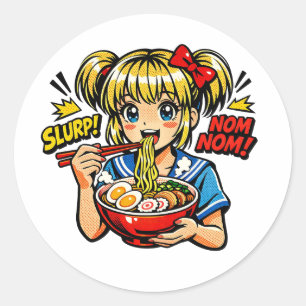 Adesivo Macarrão Ramen Garota Anime Slurp Nom