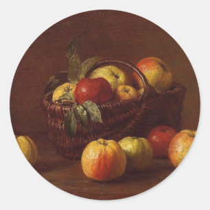 Adesivo Maçãs de Henri Fantin-Latour- em uma cesta em um