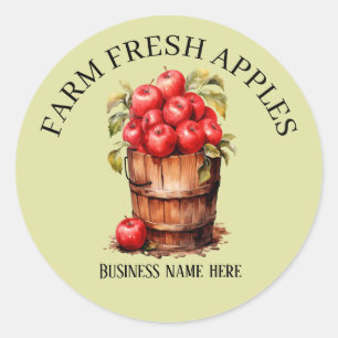 Adesivo Maçãs frescas de fazenda branca adicionam texto