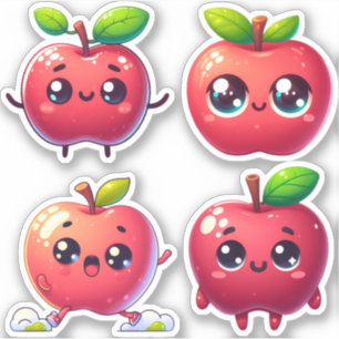 Adesivo maçãs kawaii adoráveis