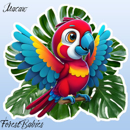 Adesivo Macaw Parrot Tropical Bird, 🦜 de folhagem Monster