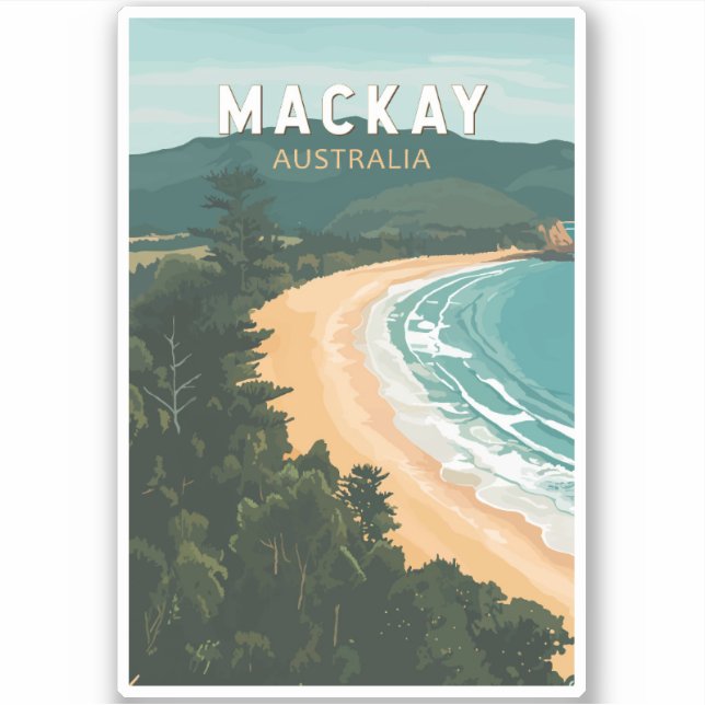 Adesivo Mackay Austrália - Viagem Art Vintage (Frente)
