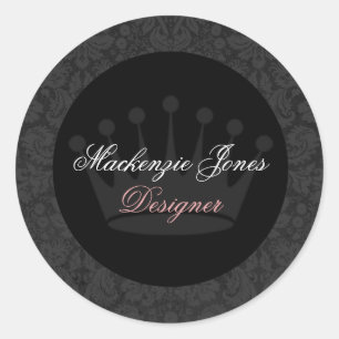 Adesivo Mackenzie Black Damask Chic Round Sticker