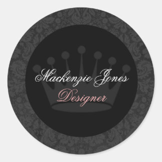 Adesivo Mackenzie Black Damask Chic Round Sticker