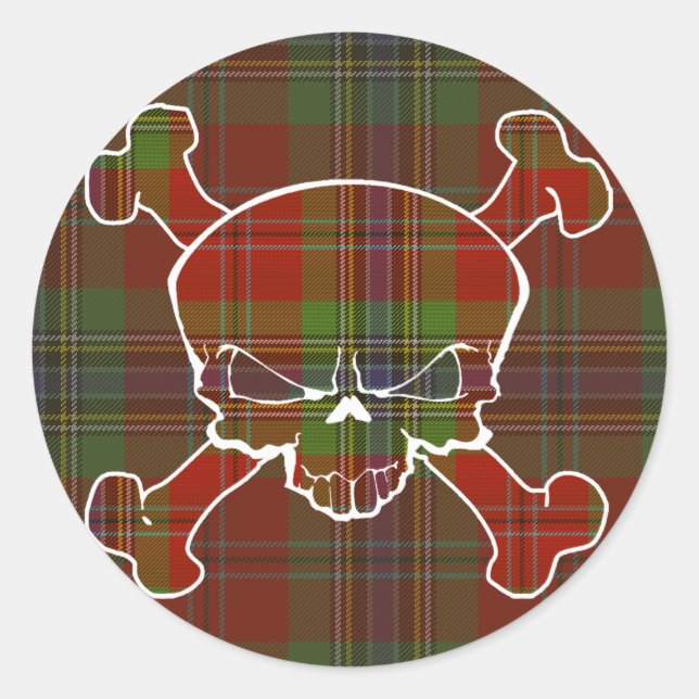 Adesivo MacLean Tartan Skull Sem Banner (Frente)
