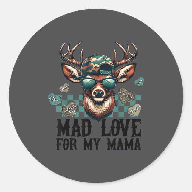 Adesivo Mad Love For My Mama Deer Head Valentines Day Hunt (Frente)