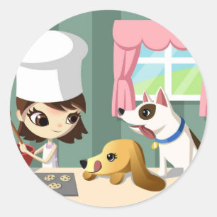 Adesivo Maddi e os filhotes de cachorro com fome