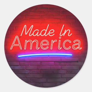 Adesivo Made In America Neon Sign On Brick
