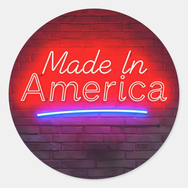 Adesivo Made In America Neon Sign On Brick (Frente)
