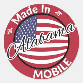 Adesivo Made in Mobile Alabama Stars and Stripes Flag