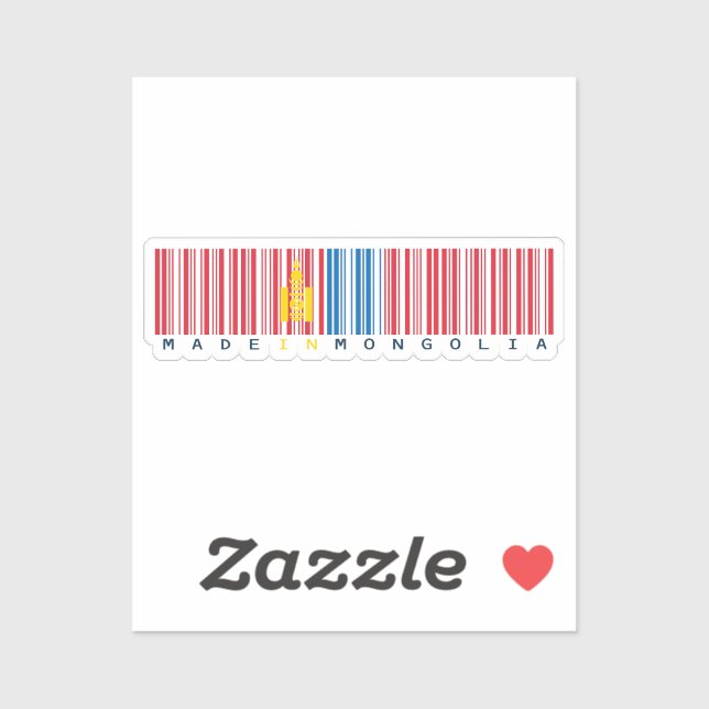 Adesivo Made in Mongolia Barcode Flag Design (Folha)
