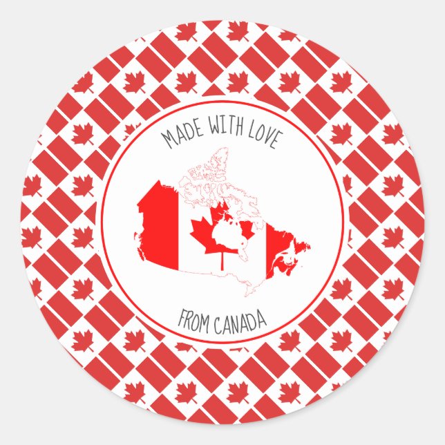 Adesivo Made With Love From CANADA FLAG Canadian Map (Frente)