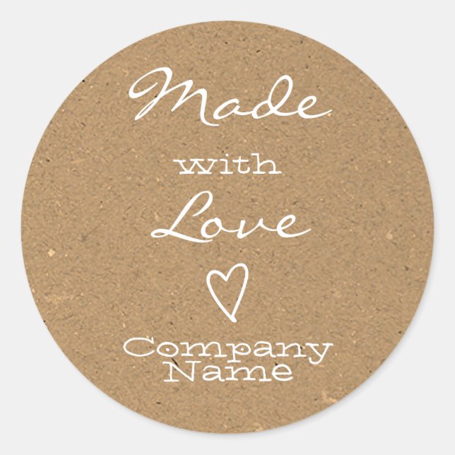 Adesivo Made with Love Labels Heart Symbol Kraft Paper (Frente)