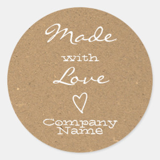 Adesivo Made with Love Labels Heart Symbol Kraft Paper