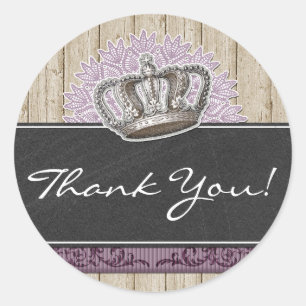 Adesivo Madeira da coroa do vintage & obrigado rústicos d