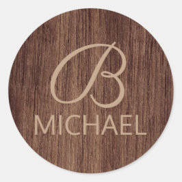 Adesivo Madeira de grão com nome personalizado monograma