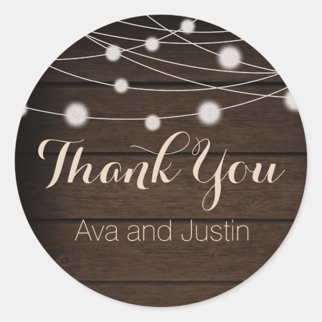 Adesivo Madeira russa e luz de cordas obrigada Seal (Frente)