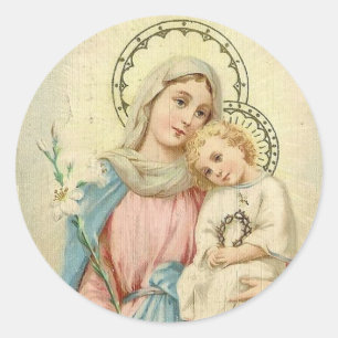 Adesivo Madonna abençoou Mary com bebê Jesus