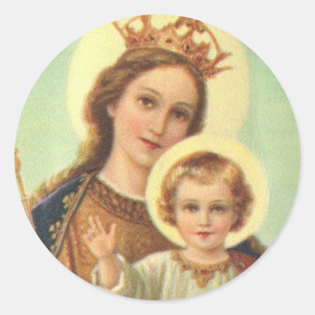 Adesivo Madonna abençoou Mary com o bebê Jesus (Frente)