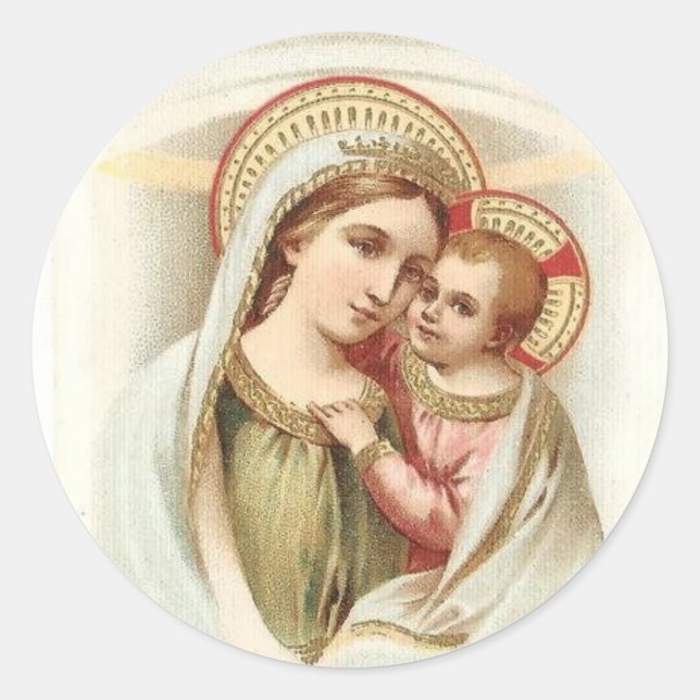 Adesivo Madonna abençoou Mary com o bebê Jesus (Frente)