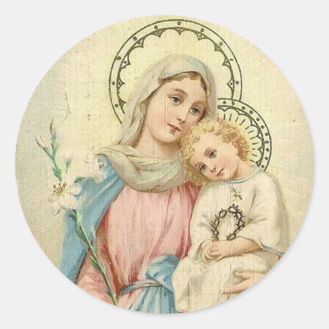 Adesivo Madonna abençoou Mary com o bebê Jesus (Frente)
