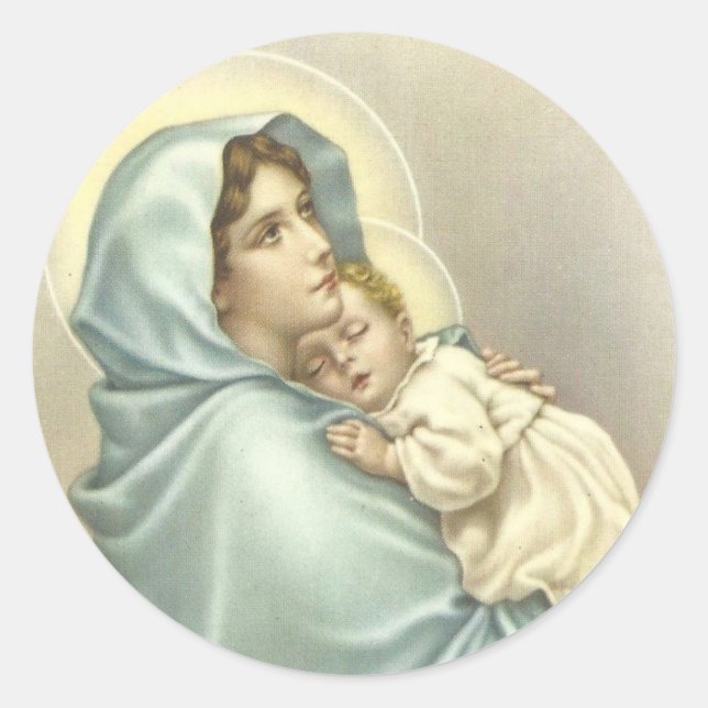 Adesivo Madonna abençoou Mary com o bebê Jesus (Frente)