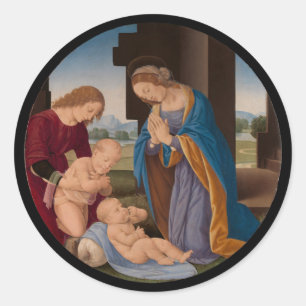 Adesivo Madonna adorador a criança com o santo infantil