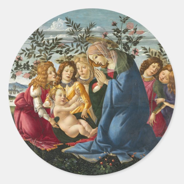 Adesivo Madonna Adorando a Criança com 5 Angels Botticelli (Frente)