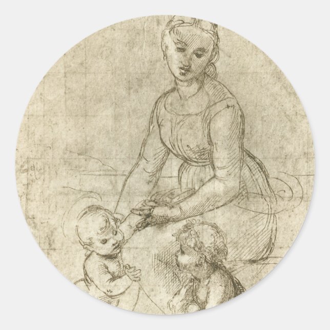 Adesivo Madonna, Cristo e Santo John Baptist por Rapahel (Frente)