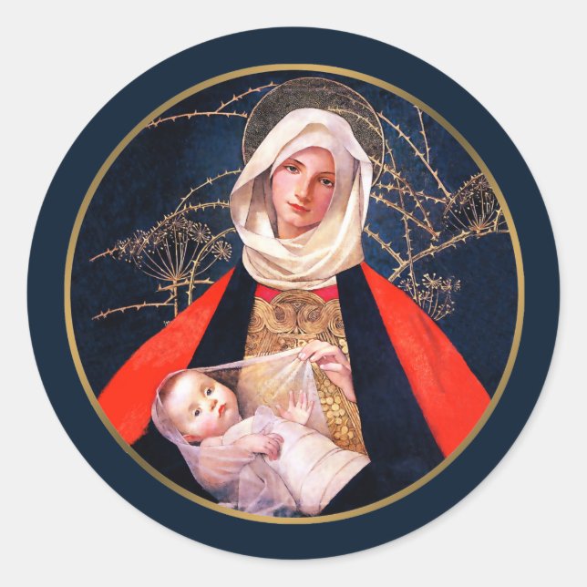 Adesivo Madonna e Child. Vinhetas de Natal de Arte Finas (Frente)
