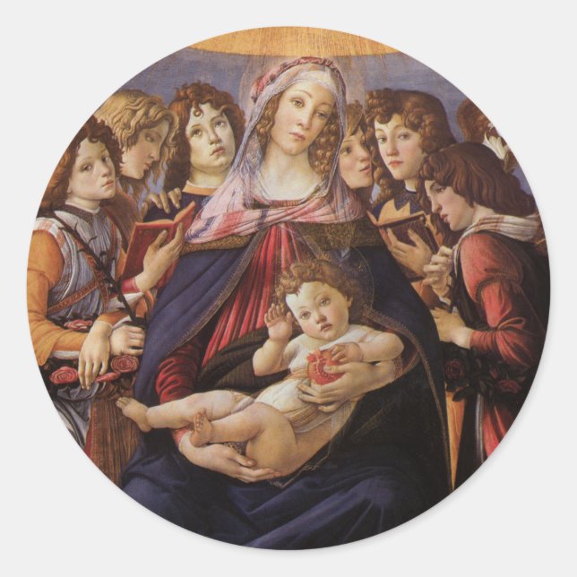 Adesivo Madonna e Criança com Anjos por Sandro Botticelli (Frente)