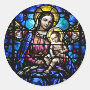 Adesivo Madonna e olhar do vitral da criança