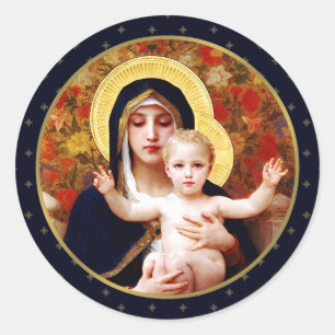 Adesivo Madonna por W. Bouguereau. Belas Artes Natal 