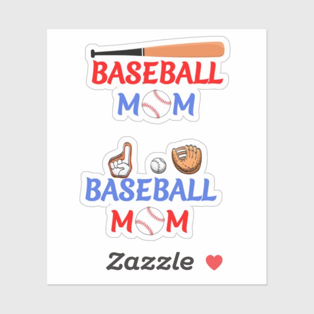 Adesivo Madre Presente, Baseball Mãe Stickers (Folha)