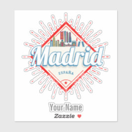 Adesivo Madrid Espanha Capital Retro Skyline Vintage