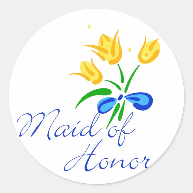 Adesivo Madrinha de casamento com tulipas amarelas (Frente)