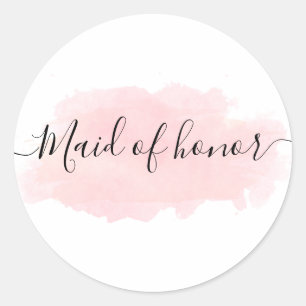 Adesivo madrinha de casamento de aquarela rosa com pintinh