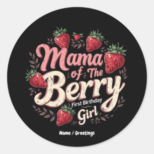 Adesivo Mãe Berry Primeiro Aniversário Família Strawberry
