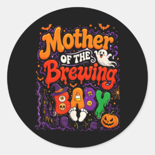 Adesivo Mãe Da Bruxa De Halloween Do Bebê Em Preparação