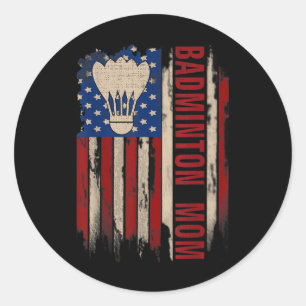 Adesivo Mãe de Badminton Vintage Bandeira Americana dos EU