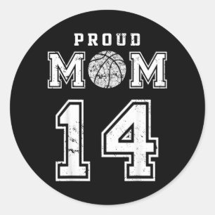 Adesivo Mãe de Basquete Orgulhosa Personalizada Número 14