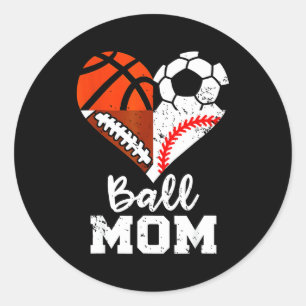 Adesivo Mãe de Bola Coração Engraçado Futebol Basquete Bei
