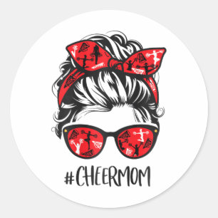 Adesivo Mãe de Cheerleading Engraçada Coque Desarrumado Mã