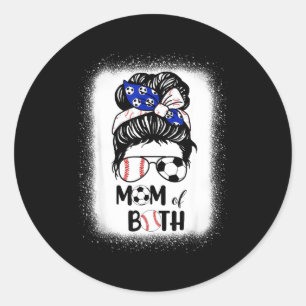 Adesivo Mãe de futebol americano de bun messy mãe de beise