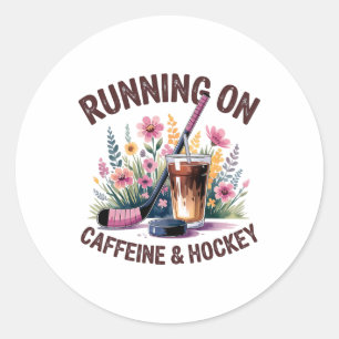 Adesivo Mãe de Hockey Correndo Com Café Gelado Cafeína Hoc