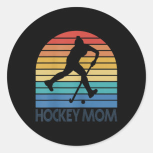 Adesivo Mãe de Hockey Feminino Retro Vintage Pôr do Sol Mo