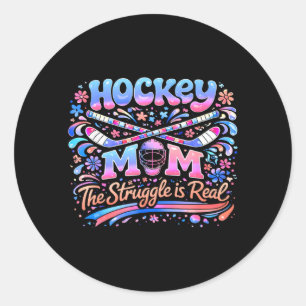 Adesivo Mãe de Hockey Rosa Azul Retro 70s Groovy Vintage D